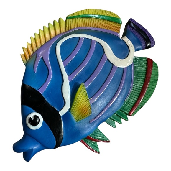 Y2K Fish & Ocean Themed Wall Decor Set of 9 Vibrant Tropical Painted Ceramic - Picture 7 of 16